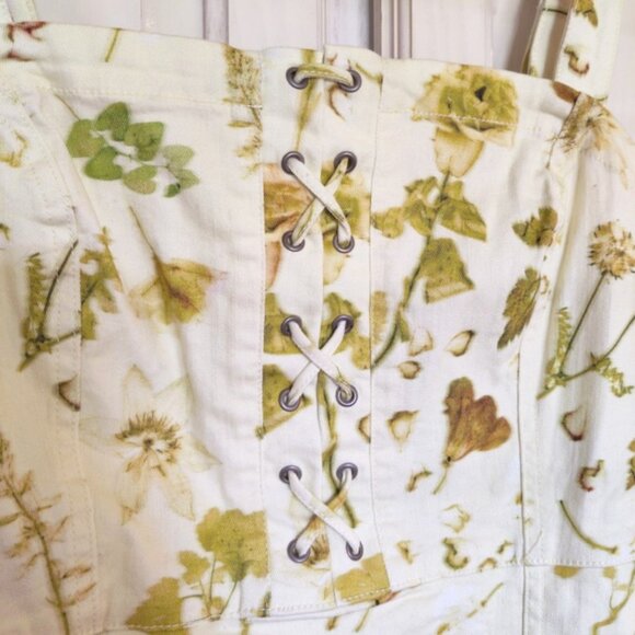 INC International Concepts Denim Column Dress w/Pockets Pale Yellow Floral Sz 14 - Picture 11 of 12